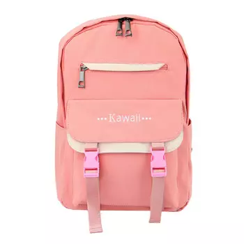 Рюкзак подростковый 39,5x27,5x11,5см, 1 отд., 5 карм., клапан на 2х застежках, персиковый, ПЭ