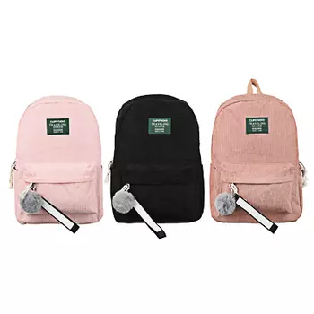 Рюкзак подростковый, 40x30x12см, 1 отделение, 1 карман, брелок, вельветовый материал, 3 цвета