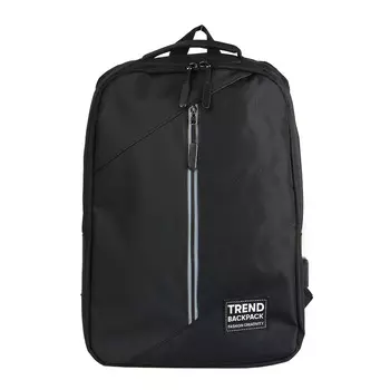 Рюкзак универсальный 45x31,5x12см, 2 отд, 1 карм., отделка прорезин.матер., USB, ПЭ под ткань,черный