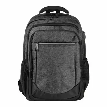 Рюкзак универсальный 46x35,5x19см, 2 отд, 3 карм., спинка с эрг.элементами, USB/науш., черный, ПЭ