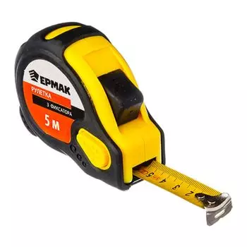 Рулетка Ермак 5м, обрезиненный корпус