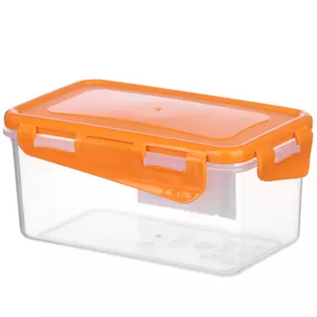 Рыжий Контейнер для СВЧ с крышкой, пластик, прямоугольный с защелками, 0,65л