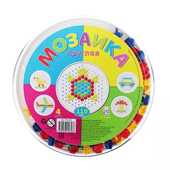 РЫЖИЙ КОТ Мозаика пластиковая, 110 шестигран.фишек 13мм, пластик, d18,5см, М-5656