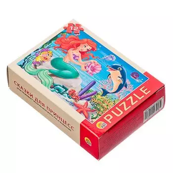 РЫЖИЙ КОТ Пазлы 12 деталей "Сказки для принцесс", картон, 17,5х13см, 4 дизайна, П12-1264