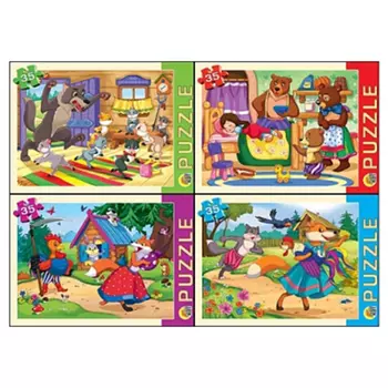 РЫЖИЙ КОТ Пазлы 35 деталей "Сказки детства", картон, 18х13см, 4 дизайна, П35-3252