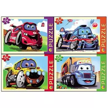 РЫЖИЙ КОТ Пазлы 54 детали "Тачки", картон, 17,5х13см, 4 дизайна, П54-3661