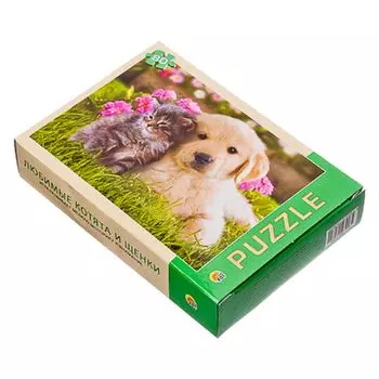 РЫЖИЙ КОТ Пазлы 80 деталей "Любимые котята и щенки", картон, 22,5х16,5см, 4 дизайна, П80-8285