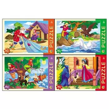 РЫЖИЙ КОТ Пазлы 80 деталей "Лучшие сказки Пушкина", картон, 22,5х16,5см, 4 дизайна, П80-1486