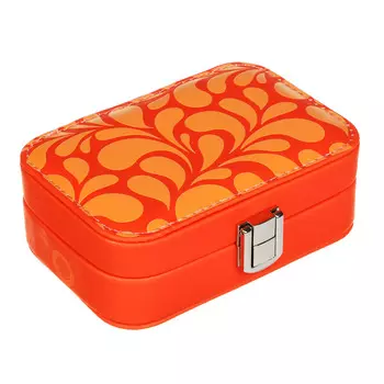 Рыжий Шкатулка для украшений с зеркалом и секциями, 12х9х5см, полиэстер