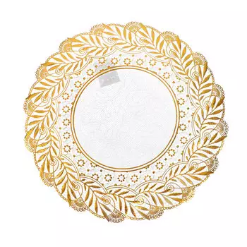 Салфетка ажурная d.30 см, бежевый/золото, ПВХ