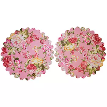 Салфетка декоративная с изображением круглая, d30см, "Цветы"