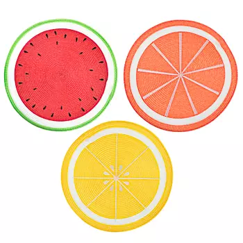 Салфетка плетеная, 38см, пластик, 3 дизайна, "Фрукты лета"