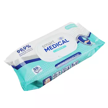 Салфетки влажные СМАРТ medical, 50шт, антисептические, с пластиковым клапаном