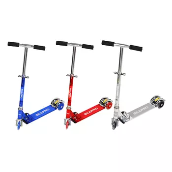 Самокат складной 3-х колес. (PVC d=90мм LED), алюминий, h76-80х60см, до 60кг, SILAPRO