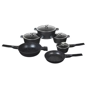 SATOSHI Безансон Набор посуды 20пр, антипригарное покрытие мрамор, съемные ручки, индукция