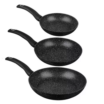 SATOSHI Мелен Набор сковород литых 3пр, d=20,24,28см, антипригарное покрытие мрамор, индукция