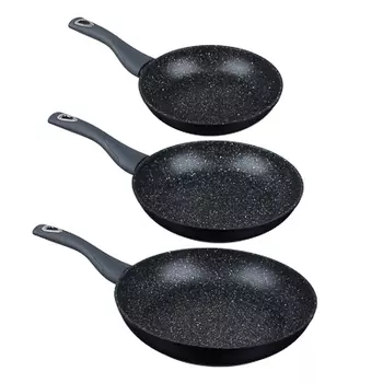SATOSHI Труа Набор сковород литых 3пр, d=20,24,28см, антипригарное покрытие мрамор, индукция