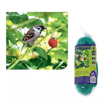 Сетка для защиты урожая от птиц INBLOOM, полиэтилен, 5х5 м, зеленая, 32х9х9