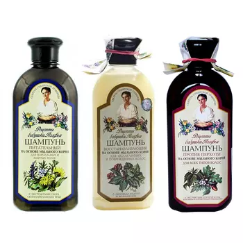 Шампунь Рецепты Бабушки Агафьи, 3 вида, 350 мл