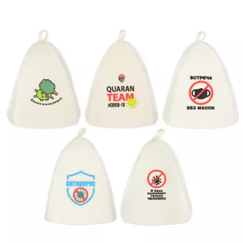 Шапка банная классическая с принтом, эконом, 30% шерсть, 70% полиэфир, 20x27x3см, 5 дизайнов