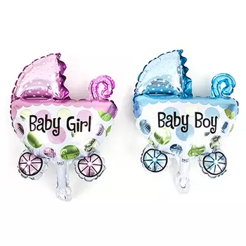 Шар фольгированный в виде коляски, 26х36 см, арт 07, 2 цвета