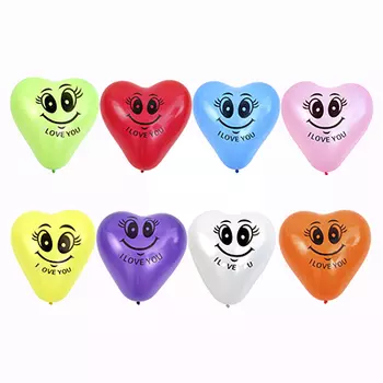 Шары воздушные, 10 шт, 12", цветные в пакете, "Сердце Я тебя люблю"