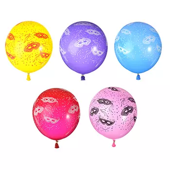 Шары воздушные с рисунком, 5 шт, резина, 12", 5 цветов, "Для карнавала"