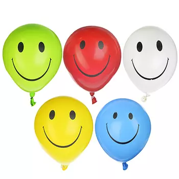 Шары воздушные с рисунком, 5 шт, резина, 12", 5 цветов, "Смайломания"