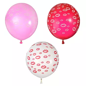 Шары воздушные с рисунком, 5 шт, резина, 12", "Поцелуи", 3 цвета