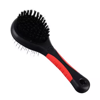 Щетка двухсторонняя, массажная+щетина, пластик, резина, металл, 18х6,5 см