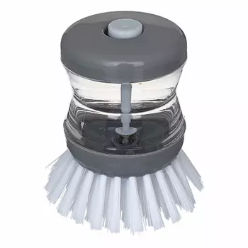 Щетка с мыльницей для посуды с дозатором, пластик, 8 см, 3 цвета, VETTA