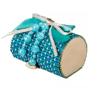 Шкатулка, бамбук, полиэстер, 7,5х5,5х5,5см, 6 цветов, арт.51004