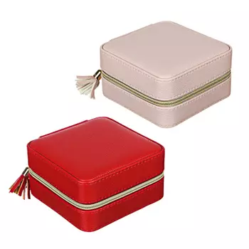 Шкатулка для украшений 12x12x6,8см, искусст.кожа, полиэстер, картон, зеркало 2 цвета