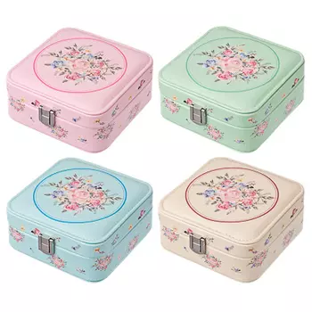 Шкатулка для украшений, 14,5х13х6см, полиэстер, зеркало, металл, 4 цвета, арт.1900