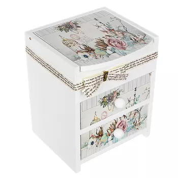 Шкатулка для украшений, "Цветочные узоры", 11х10х14 см, МДФ