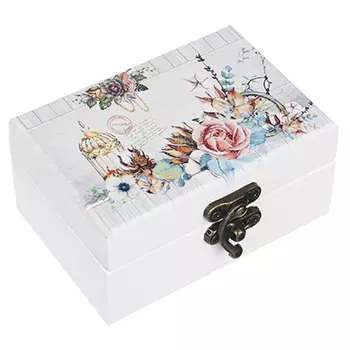 Шкатулка для украшений, "Цветочные узоры", 9,5х6,5х4,5 см, МДФ