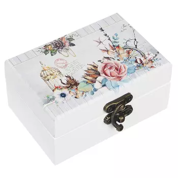 Шкатулка для украшений, "Цветочные узоры", 9,5х6,5х4,5 см, МДФ