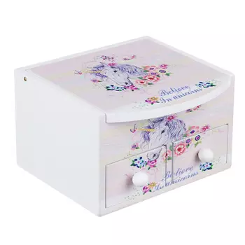 Шкатулка для украшений "Единороги", 11х10х7см, МДФ