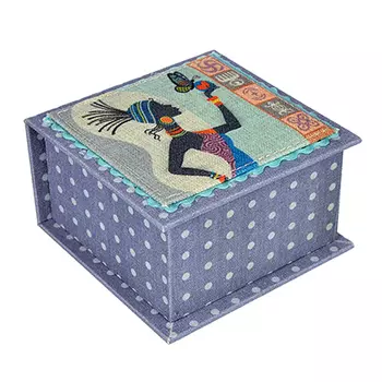 Шкатулка для украшений, МДФ, картон, полиэстер, 14,5х14х6,5 см, арт 124HY105