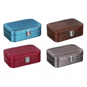 Шкатулка для украшений с отделениями и зеркалом 14,8х9,8х4,5см, полиэстер, 4 цвета