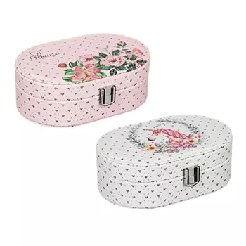 Шкатулка для украшений с отделениями и зеркалом 17,5х11,5х6 см, полиэстер, 2 дизайна