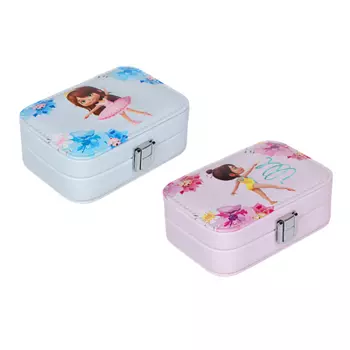 Шкатулка для украшений с зеркалом и секциями, 12х9х5см, полиэстер, 2 цвета