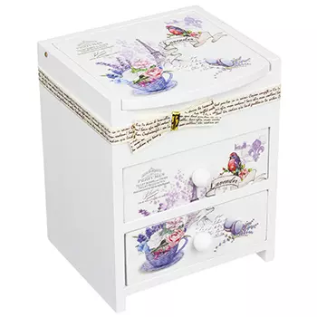 Шкатулка для украшений, "Сиреневый Париж", 11х10х14 см, МДФ