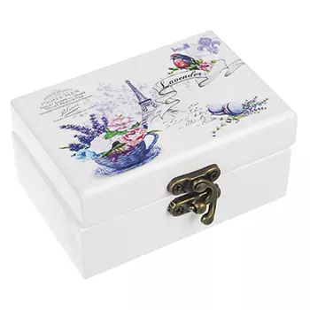 Шкатулка для украшений, "Сиреневый Париж" 9,5х6,5х4,5 см, МДФ