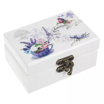 Шкатулка для украшений, "Сиреневый Париж" 9,5х6,5х4,5 см, МДФ