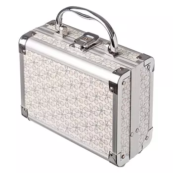 Шкатулка-кейс для украшений на замке 18х15х8см, металл, ПВХ, 4 цвета, арт.A706