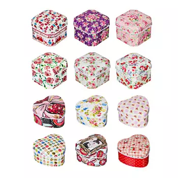 Шкатулка металл, 7,6х5см, 7х6,5х3,7см, цветочные узоры, 12 дизайнов