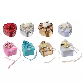 Шкатулка с декором 4х6х6 см, металл, полиэстер, 2 дизайна