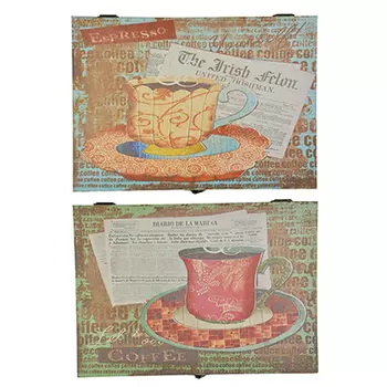 Шкатулка, с рисунками чаепитие, полиэстер, МДФ, 24х17,5х6см, 2 дизайна