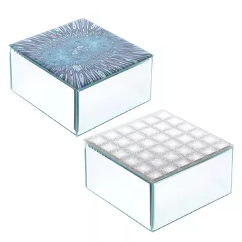 Шкатулка стеклянная 12х12х6,5 см, 2 цвета